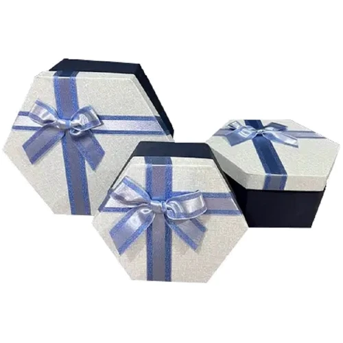 Коробка Подарочные коробки UFO Набор 3 шт WHITE/BLUE шест. (40321-03)