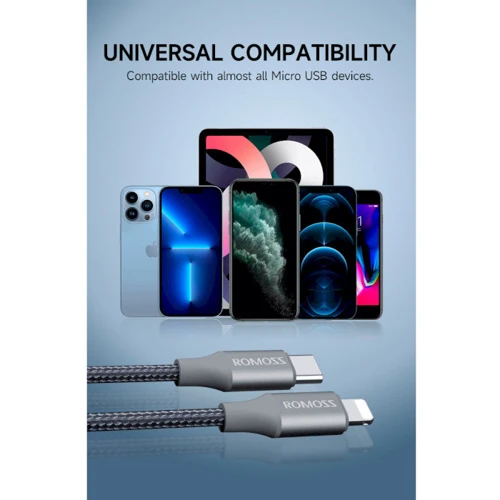 Кабель Romoss Cable USB-C to Lightning CB1737 9V 3A 1m Gray (CB1737-631-G43H) фото 5
