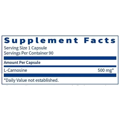 Klaire Labs L-Carnosine 500 mg L-карнозин 90 капсул: Тип Бета-аланин