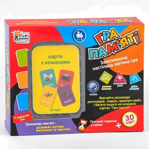 Карточная игра 4FUN Game Club Игра памяти - Насекомые (UKB-B 0045-6)