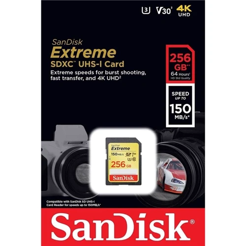 Карта памяти SanDisk 256GB SDXC Class 10 UHS-I U3 V30 Extreme (SDSDXV5-256G-GNCIN): Тип карты SDXC
