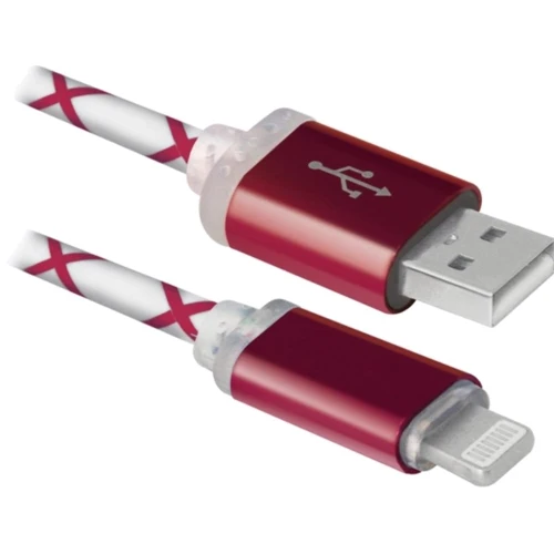 Кабель Defender LED backlight USB Cable to Lightning 1m Red (87552)
