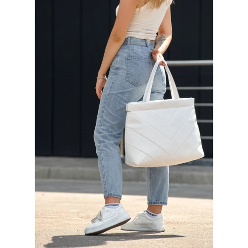 Женская сумка шоппер Sambag Shopper Tote 0RN белая (93380008): Тип ручки С двумя ручками, Короткая ручка