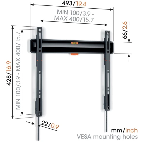 Кронштейн для ТВ Vogels TVM 3403: Мин/макс. расстояние от стены 22 мм