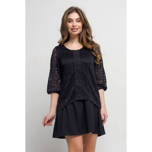 Платье FLFashion Дарел МПД 1704 48 черное повседневное до середины бедра