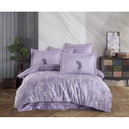 Комплект постільної білизни HOBBY Exclusive Sateen ELIZA сатин євро бузковий (167995)