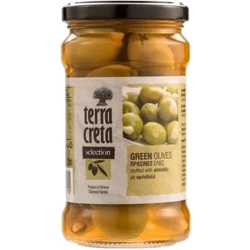 Оливки Terra Creta зелені фаршировані мигдалем 315 мл (5200101807170)