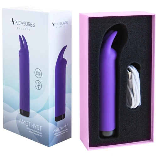 Вибратор S Pleasures Bullets Amethyst (с двумя отростками, 10 режимов)