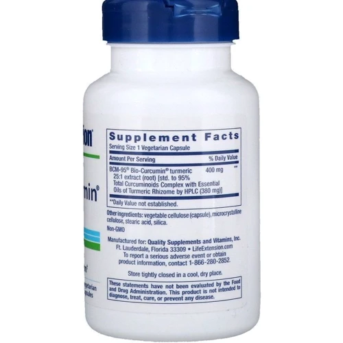 Life Extension Super Bio-Curcumin 400 mg 60 Veggie Caps Куркумин Супер-Био: Тип Куркума (Куркумин)