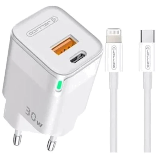 

Jellico Wall Charger C44 USB+USB-C 30W White with USB-C to Lightning Cable