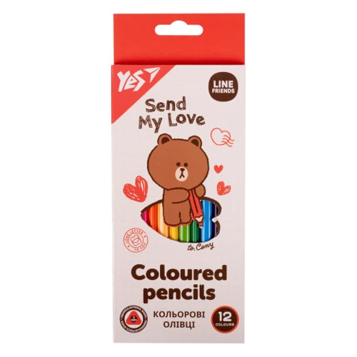 Олівці кольорові YES 12 кольорів Line Friends (290705)