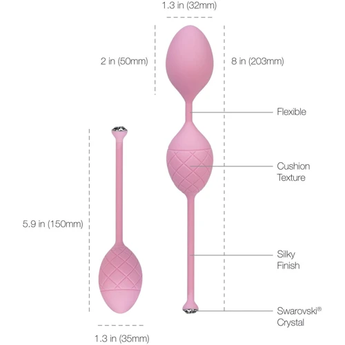 Роскошные вагинальные шарики PILLOW TALK - Frisky Pink с кристаллом Сваровски