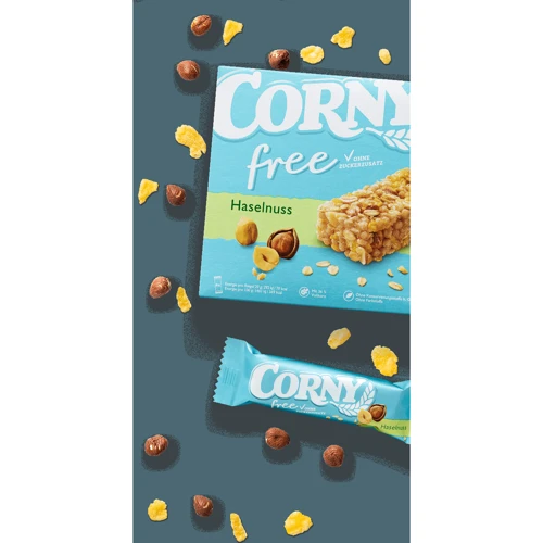 Батончики Corny Haselnuss Free без цукру з лісовим горіхом 120 г (4011800572211): Вага, г 120