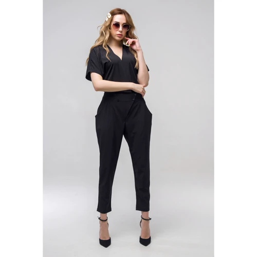 Комбинезон FLFashion Нарцисс ПКН 2253 XXL черный: Состав Полиэстер