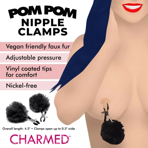 Зажимы для сосков Charmed Pom Pom Nipple Clamps Black