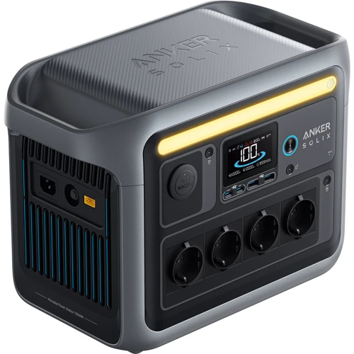 Зарядная станция Anker Solix C1000 1056Wh 1800W (A1761311): Разъемы для подзарядки DC-разъем, Зарядка от автомобиля, Зарядка от сети, Зарядка от солнечной панели