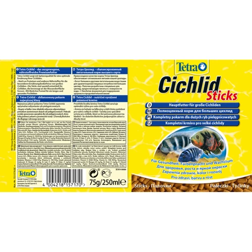 Корм Tetra Cichlid Sticks для аквариумных рыб в палочках 250 мл (4004218157170): Вид корма Палочки
