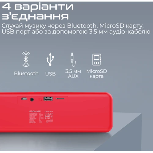 Акустика Promate Capsule-2 Red (capsule-2.red): Сумісність Android, iPad, iPhone, iPod