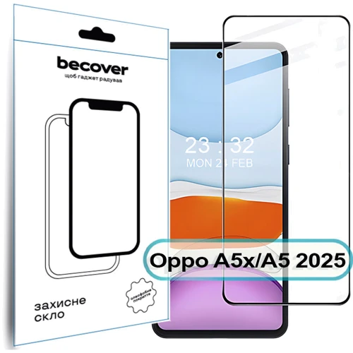 BeCover Tempered Glass Black for Oppo A5x / A5 2025 (713931): undefined undefined
