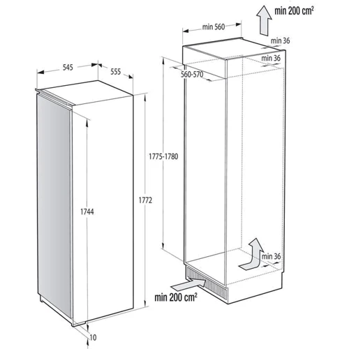 Встраиваемая морозильная камера Gorenje RI 518 EA1: Класс энергопотребления E
