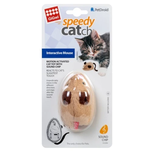 Игрушка для котов GiGwi speedy Catch Интерактивная мышка искусственный мех 9 см (75240) фото 1