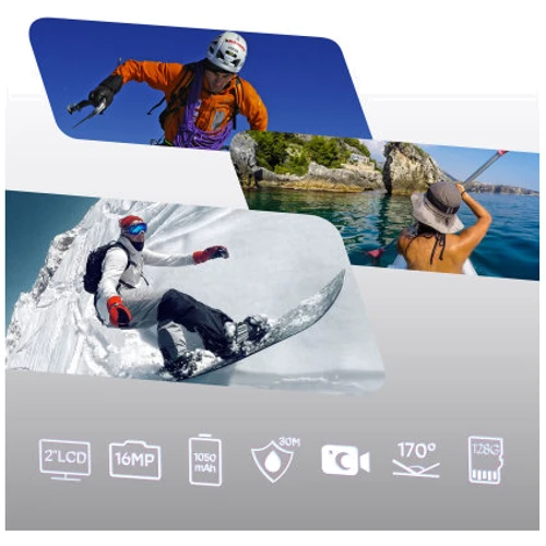 Экшн камера AirOn ProCam 4K Plus: Дисплей 2 " (основной: LCD 320x240, дополнительный: OLED 0.95")