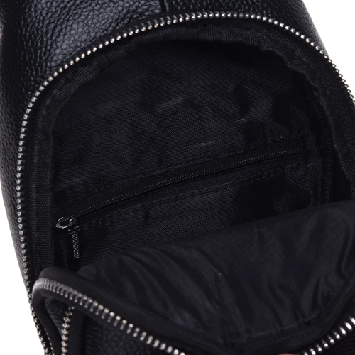 Чоловіча сумка-слінг Borsa Leather чорна (K15058-black): Матеріал Натуральна шкіра