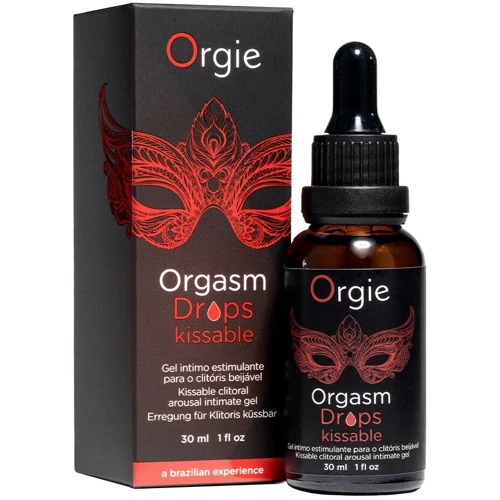 Возбуждающие капли для клитора Orgie Orgasm Drops Kissable, 30 мл, тепло-холод, вкус яблока