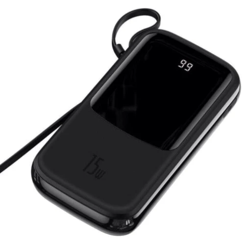 Зовнішній акумулятор Baseus Power Bank 20000mAh з Lightning Cable Q Pow Display 15W Black (PPCX000202): Вбудований кабель Apple Lightning