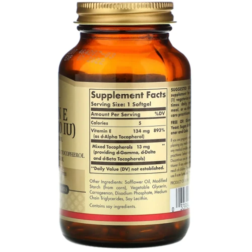 Solgar Vitamin E Витамин Е натуральный 200 МЕ 100 вегетарианских капсул: Тип Витамин E