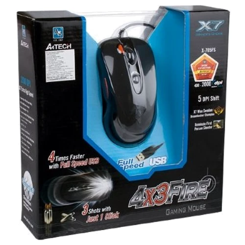 Мышь A4 Tech X-705 K USB Black: Максимальное разрешение сенсора, dpi 2000 dpi