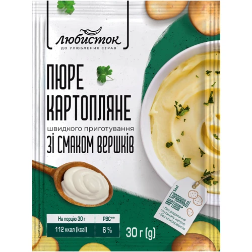 Упаковка Пюре картофельное Любисток быстрого приготовления со вкусом сливок 8х30 г (УП4820241581603)