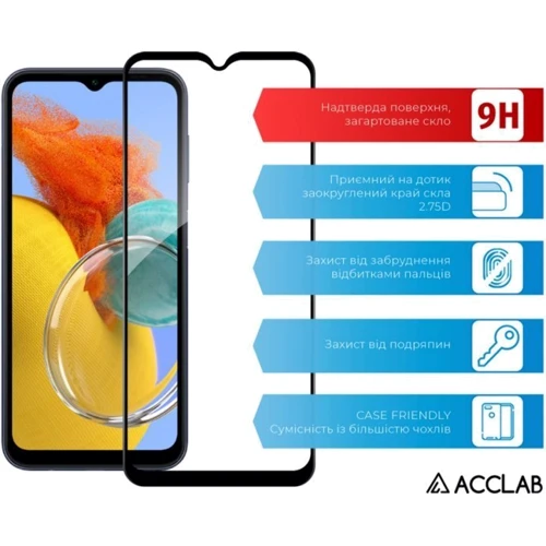 Аксессуар для смартфона ACCLAB Tempered Glass Full Glue Black for Samsung M146 Galaxy M14 5G: Материал стекло