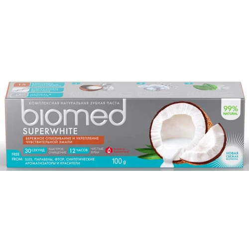 BioMed Superwhite Зубная паста для чувствительной эмали "Кокос" 100 g: Возраст От 6 лет
