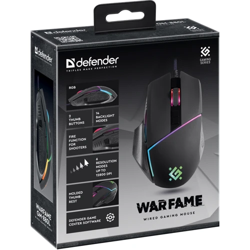 Мышь Defender Warfame GM-880L (52880): Вес 120 г