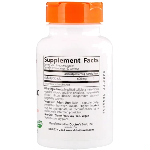 Doctor's Best Best Alpha-Lipoic Acid 600 mg 60 Caps (DRB-00133): Тип Альфа-липоевая кислота