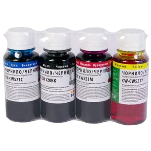 Чорнило ColorWay Canon PG-510/CLI521 (4х100) BK/C/M/Y (CW-CW520/CW521SET01): Колір набір (set), Yellow, Magenta, Black, Cyan