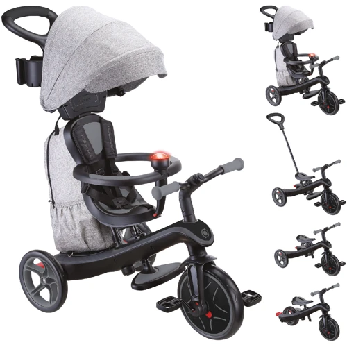 Велосипед детский Globber Explorer Trike 4в1 Deluxe Play черно-серый (636-120): Рекомендуемый возраст от 10 месяцев
