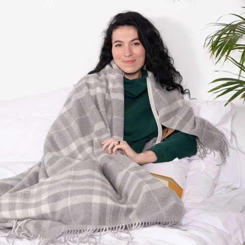 Плед Love You кашемировый клетка светло серый-серый 140x200 см (4482)