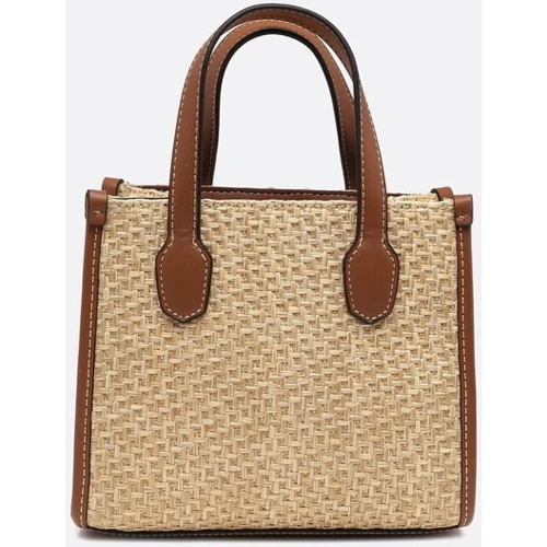 Женская сумка тоут GUESS SILVANA 2 CMPRTMNT MINI TOTE бежевая (HWWS8665770-NTC): Застежка Магнитная