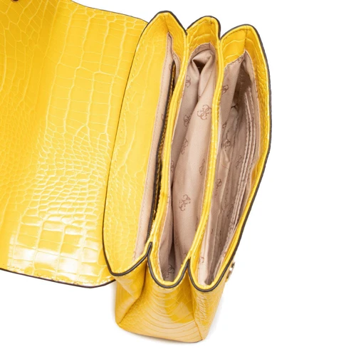 Жіноча сумка через плече Guess Carabel Cnvrtble Xbody Flap жовта (HWCG7972210-YEL): Фактура Тиснення, матова
