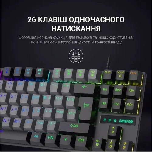 Клавиатура GamePro MK100B Blue Switch LED USB Black (MK100B) фото 6