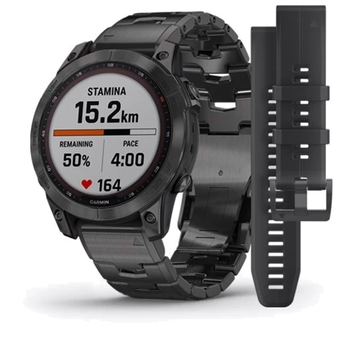 Смарт-часы Garmin Fenix 7 Sapphire Solar Carbon Grey DLC Titanium with Carbon Grey DLC Vented Titanium Band (010-02540-39)