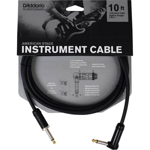 Инструментальный кабель PLANET WAVES PW-AMSGRA-10 American Stage, Right to Straight 10ft