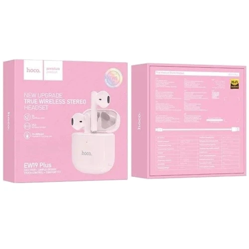 Наушники Hoco EW19 Plus Pink: Тип крепления без креплений
