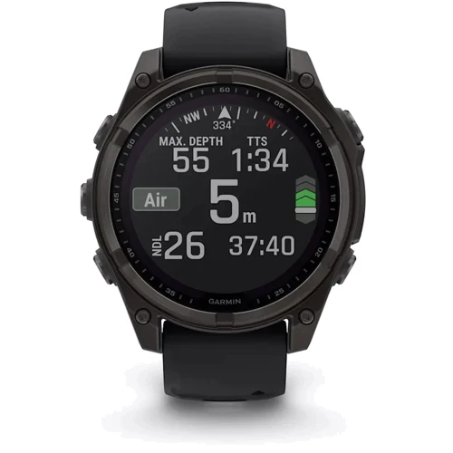 Смарт-часы Garmin Fenix 8 Solar 47mm Sapphire Carbon Grey DLC Titanium with Black/Pebble Grey Silicone Band (010-02906-11): Стандарт защиты 10 ATM