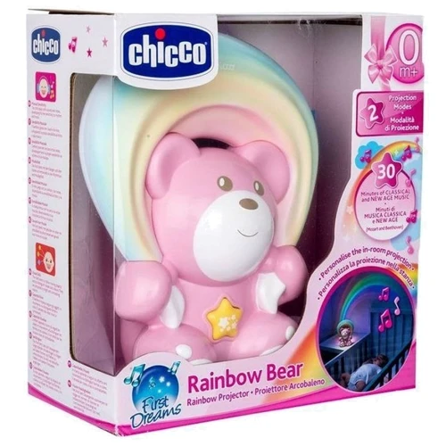Игрушка-проектор Chicco Мишка под радугой Розовый (10474.10): Особенности Регулируемая громкость, звуковое сопровождение, Автоотключение