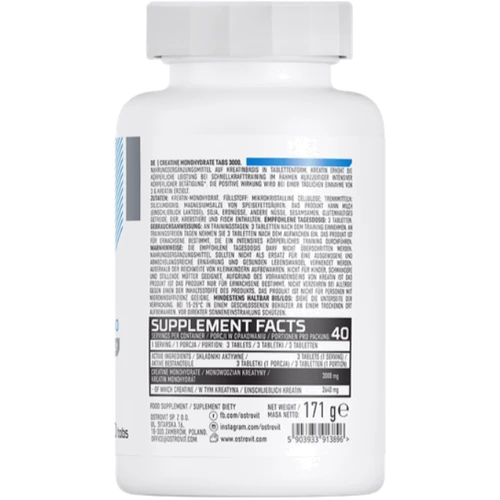 Креатин OstroVit Creatine Monohydrate 120 tabs / 40 servings: Пол Унисекс