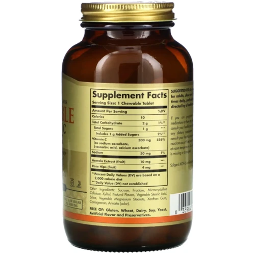 Solgar Chewable Vitamin C Вітамін С жувальний апельсин 500 мг 90 таблеток: Тип Витамин C