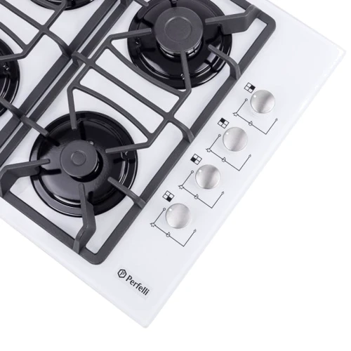 Варильна поверхня газова Perfelli HGG 61524 WH: Робоча поверхня скло (загартоване)